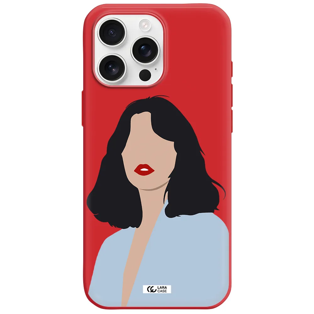 Minimalist Girl Portrait Apple Iphone 16 Pro Max Silicone Imperial Red Case