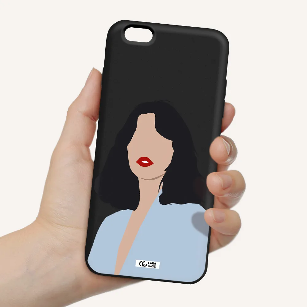 Minimalist Girl Portrait Apple iPhone 6 plus Silicone black Case