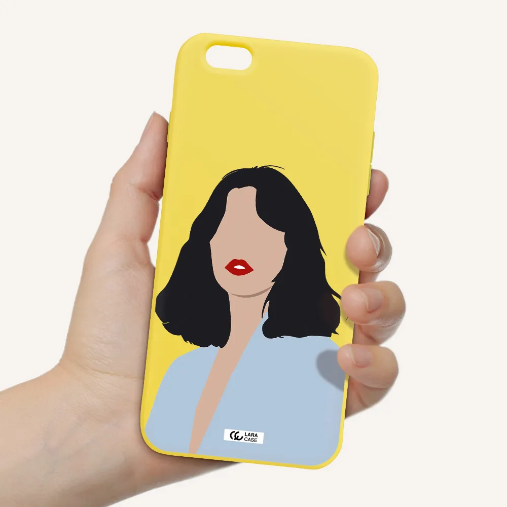 Minimalist Girl Portrait Apple iPhone 6 plus Silicone canary yellow Case