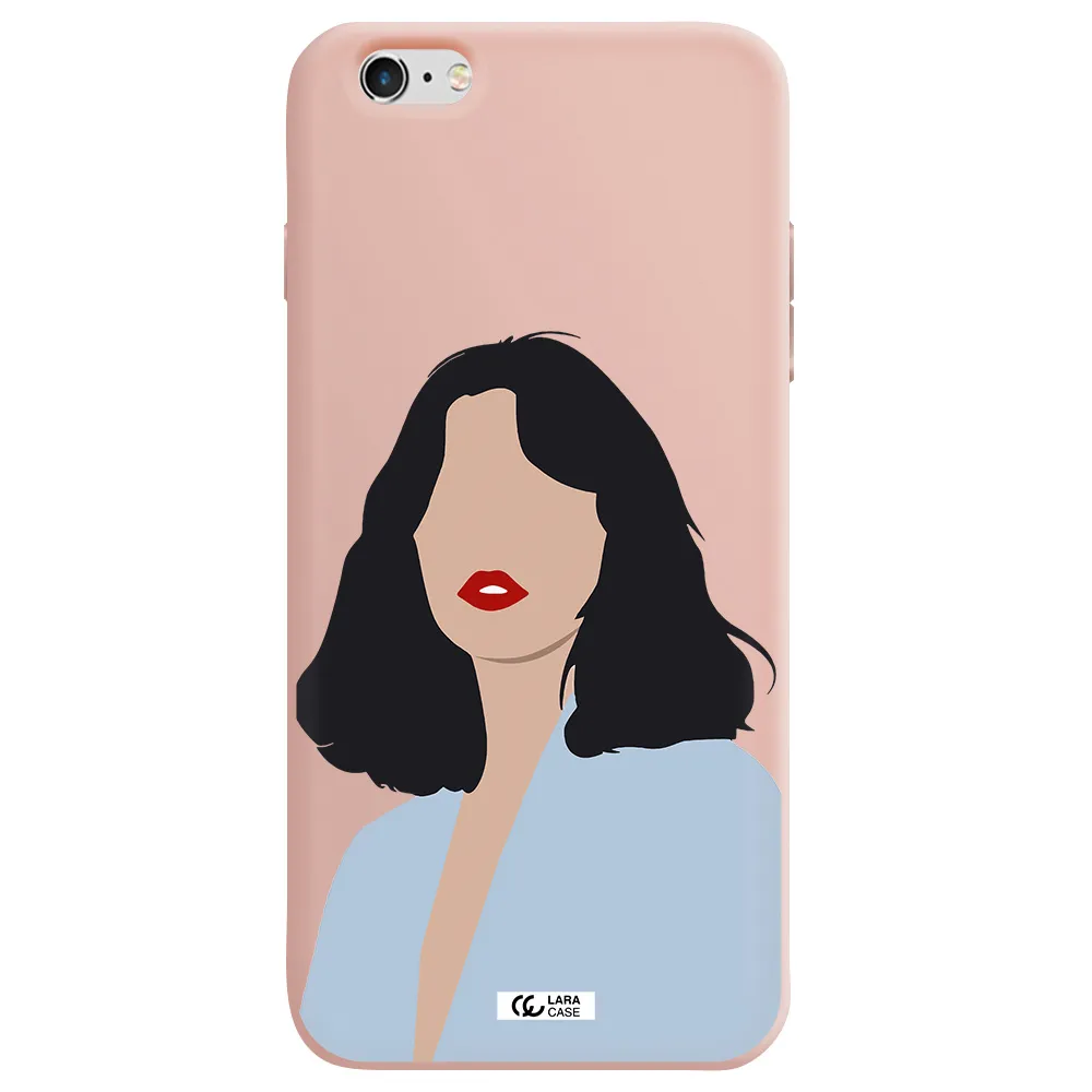 Minimalist Girl Portrait Apple iPhone 6 plus Silicone pastel pink Case