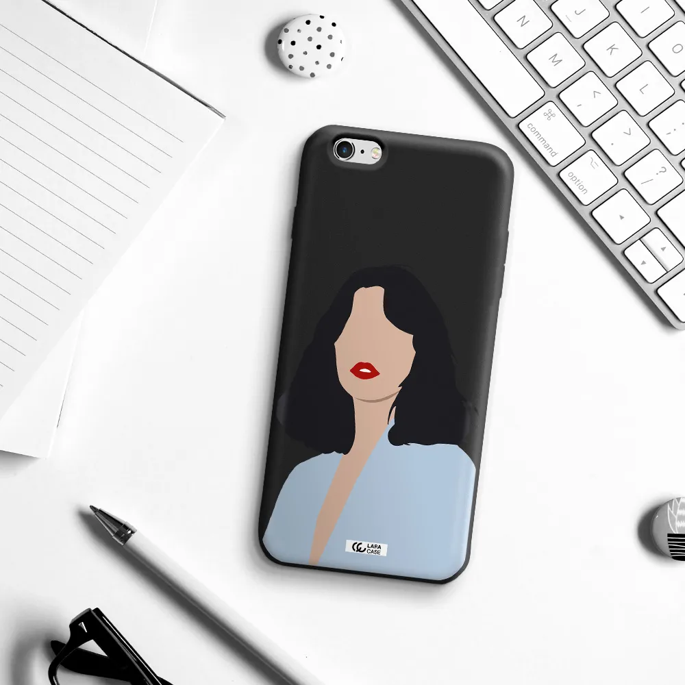 Minimalist Girl Portrait Apple iPhone 6 s plus Silicone black Case