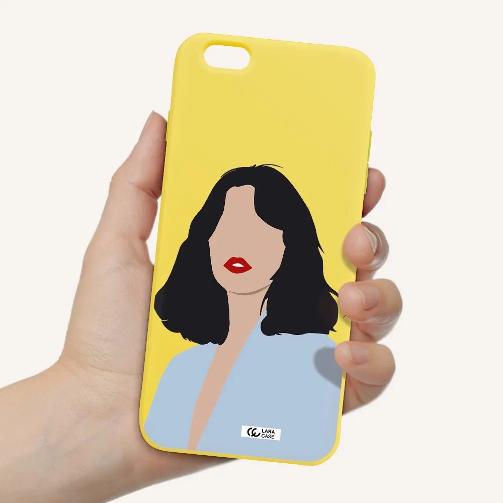 Minimalist Girl Portrait Apple iPhone 6 s plus Silicone canary yellow Case