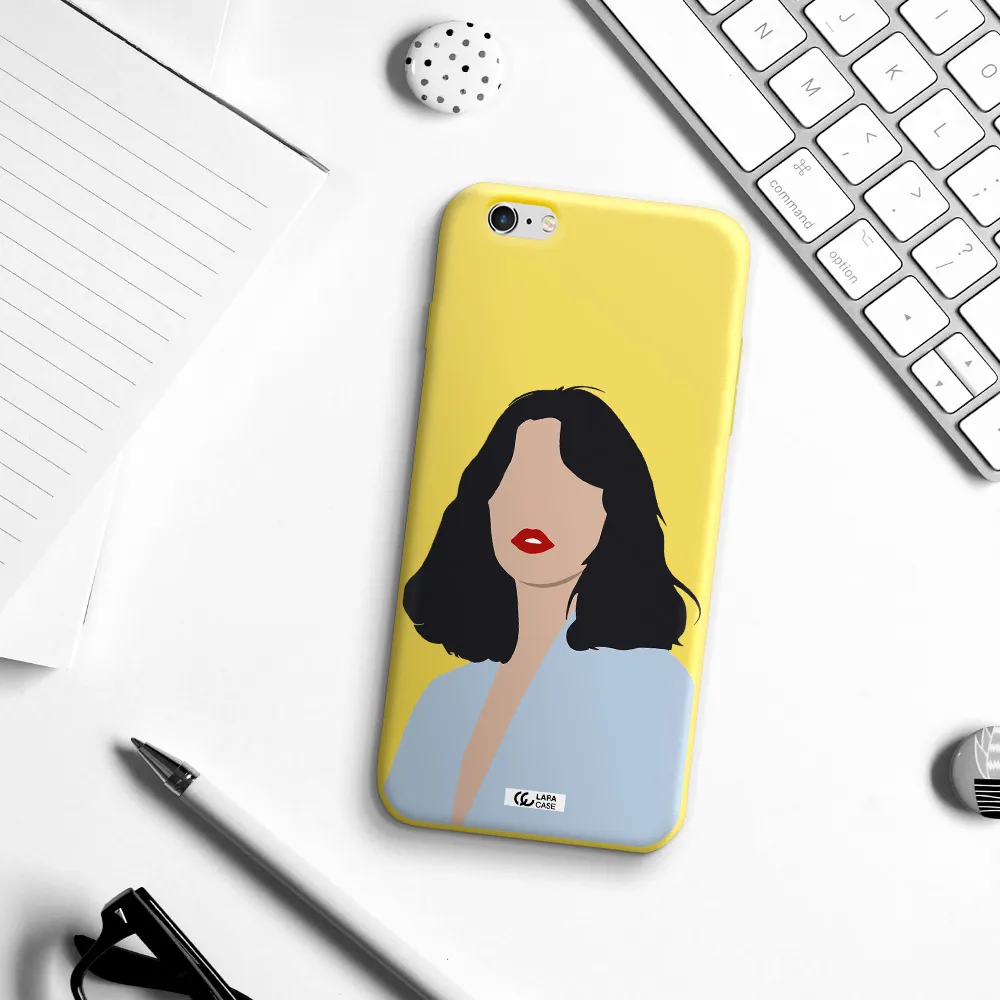 Minimalist Girl Portrait Apple iPhone 6 s plus Silicone canary yellow Case