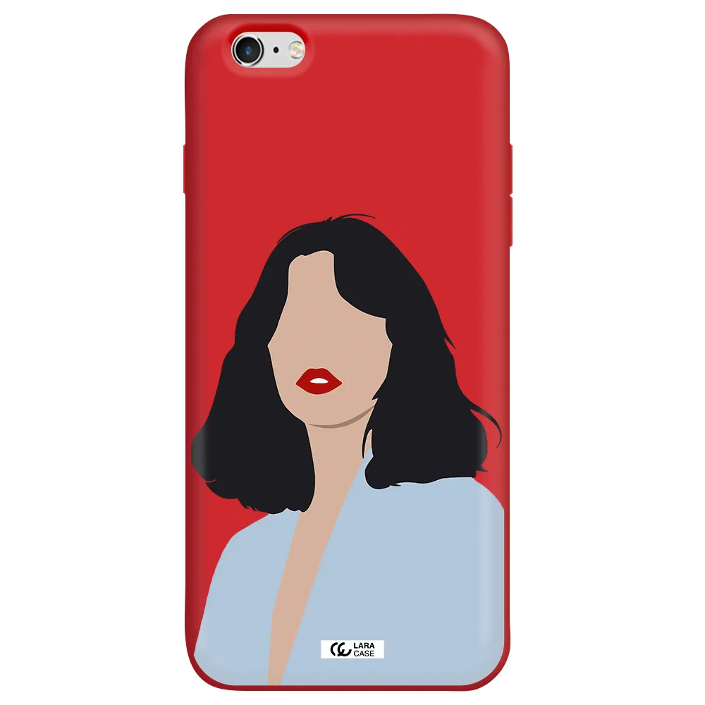 Minimalist Girl Portrait Apple iPhone 6 s plus Silicone Imperial Red Case