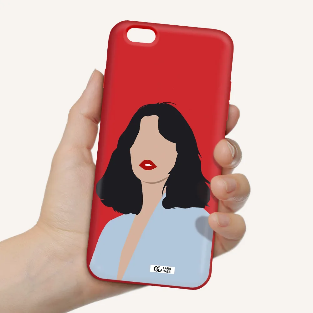 Minimalist Girl Portrait Apple iPhone 6 s plus Silicone Imperial Red Case