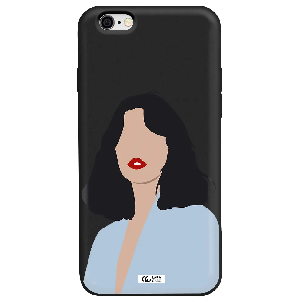 Minimalist Girl Portrait Apple iPhone 6 Silicone black Case