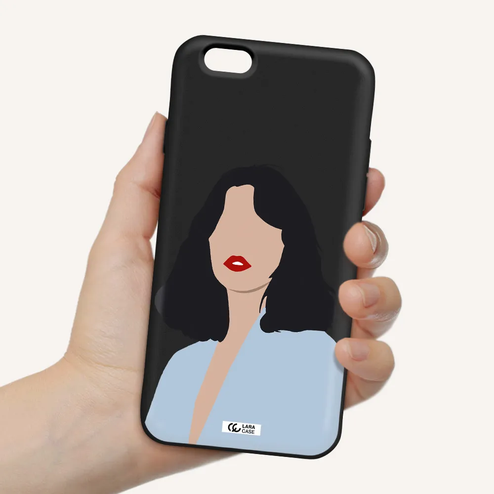 Minimalist Girl Portrait Apple iPhone 6 Silicone black Case