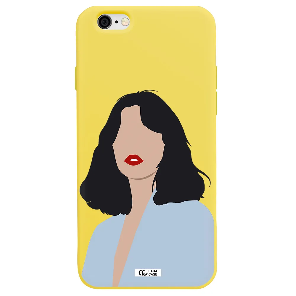 Minimalist Girl Portrait Apple iPhone 6 Silicone canary yellow Case