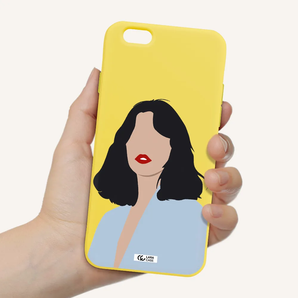 Minimalist Girl Portrait Apple iPhone 6 Silicone canary yellow Case