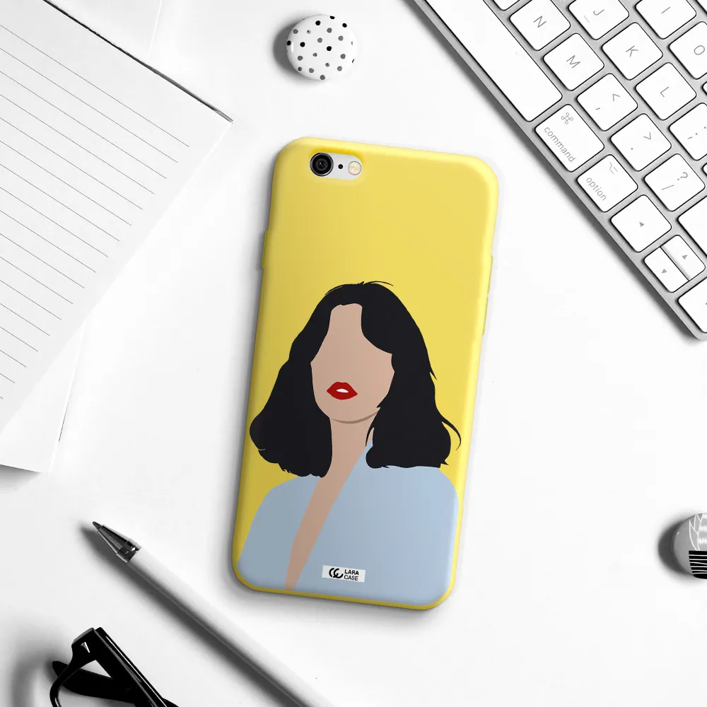 Minimalist Girl Portrait Apple iPhone 6 Silicone canary yellow Case
