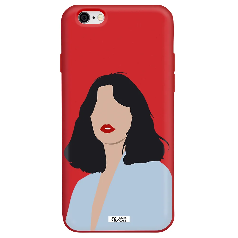 Minimalist Girl Portrait Apple iPhone 6 Silicone Imperial Red Case