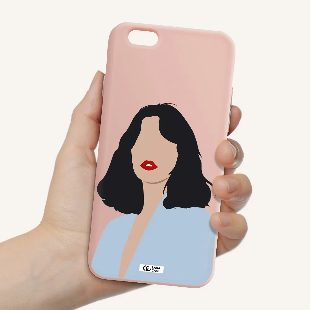 Minimalist Girl Portrait Apple iPhone 6 Silicone pastel pink Case