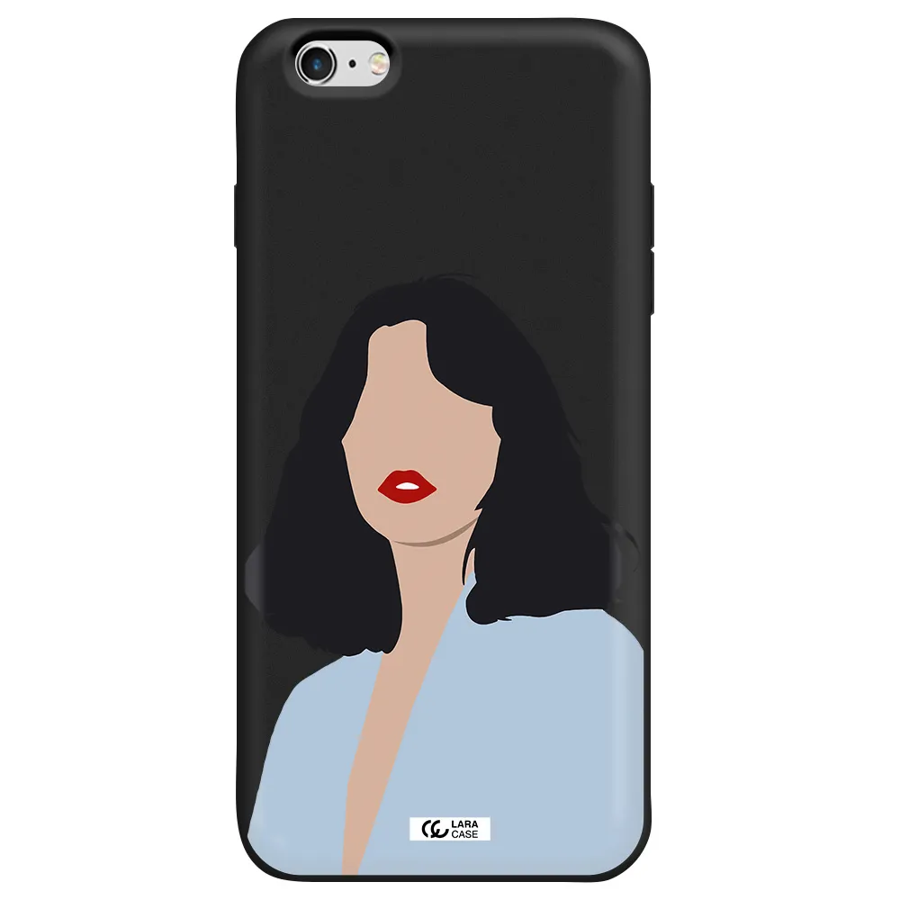 Minimalist Girl Portrait Apple iPhone 6S Silicone black Case
