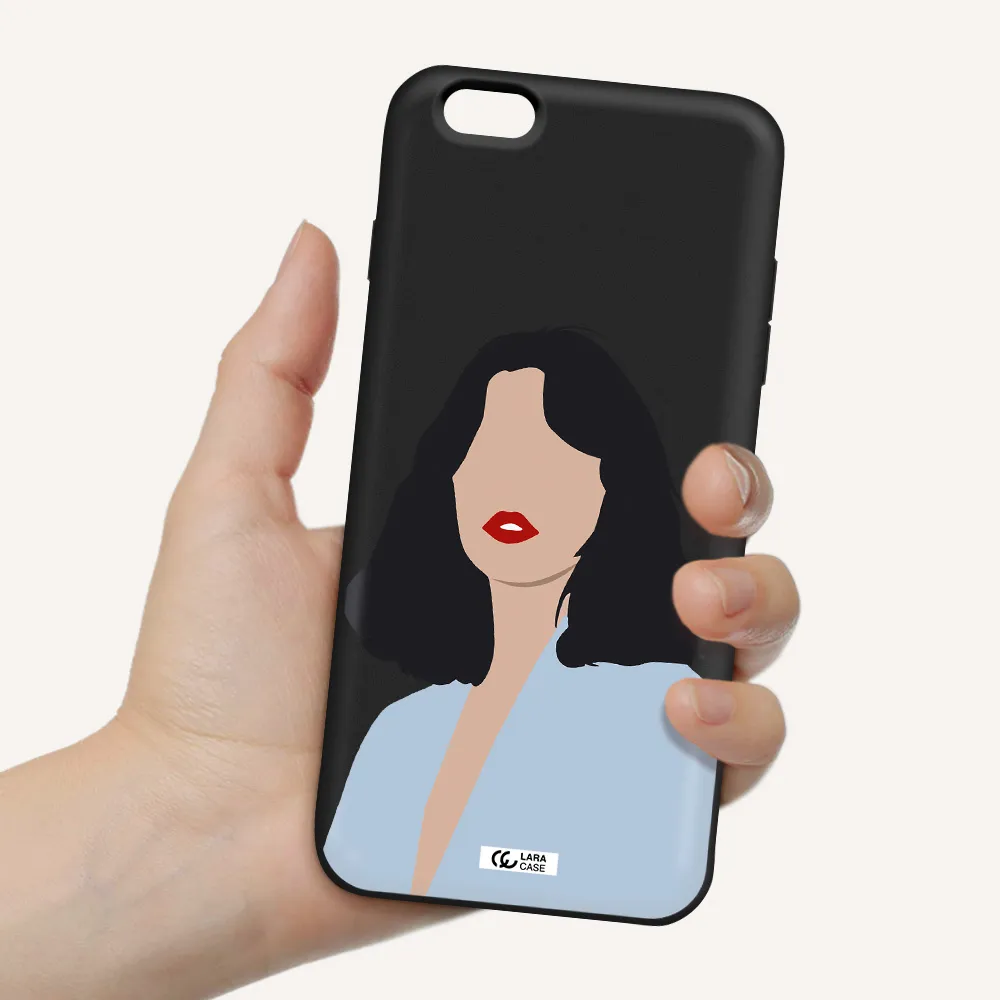 Minimalist Girl Portrait Apple iPhone 6S Silicone black Case