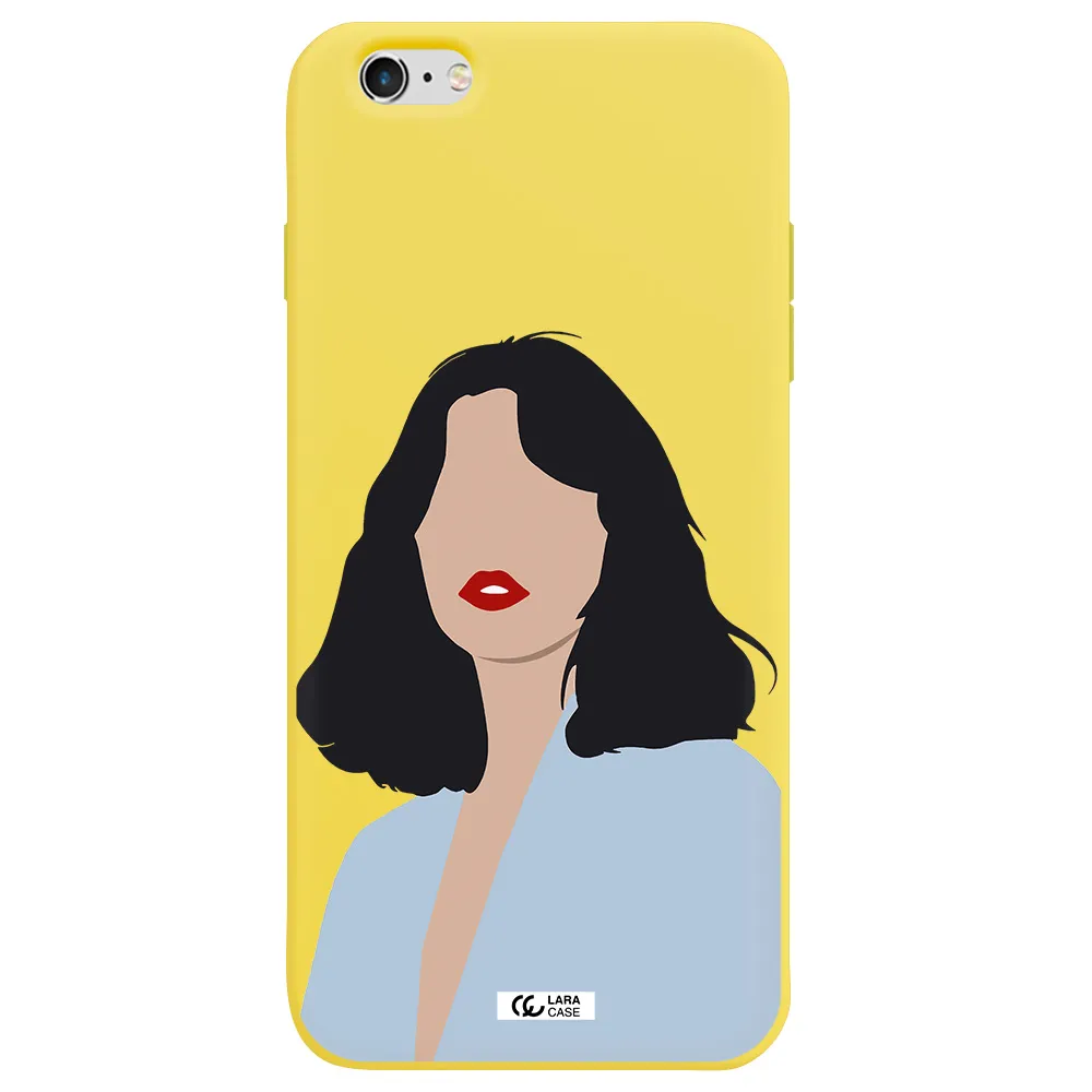 Minimalist Girl Portrait Apple iPhone 6S Silicone canary yellow Case