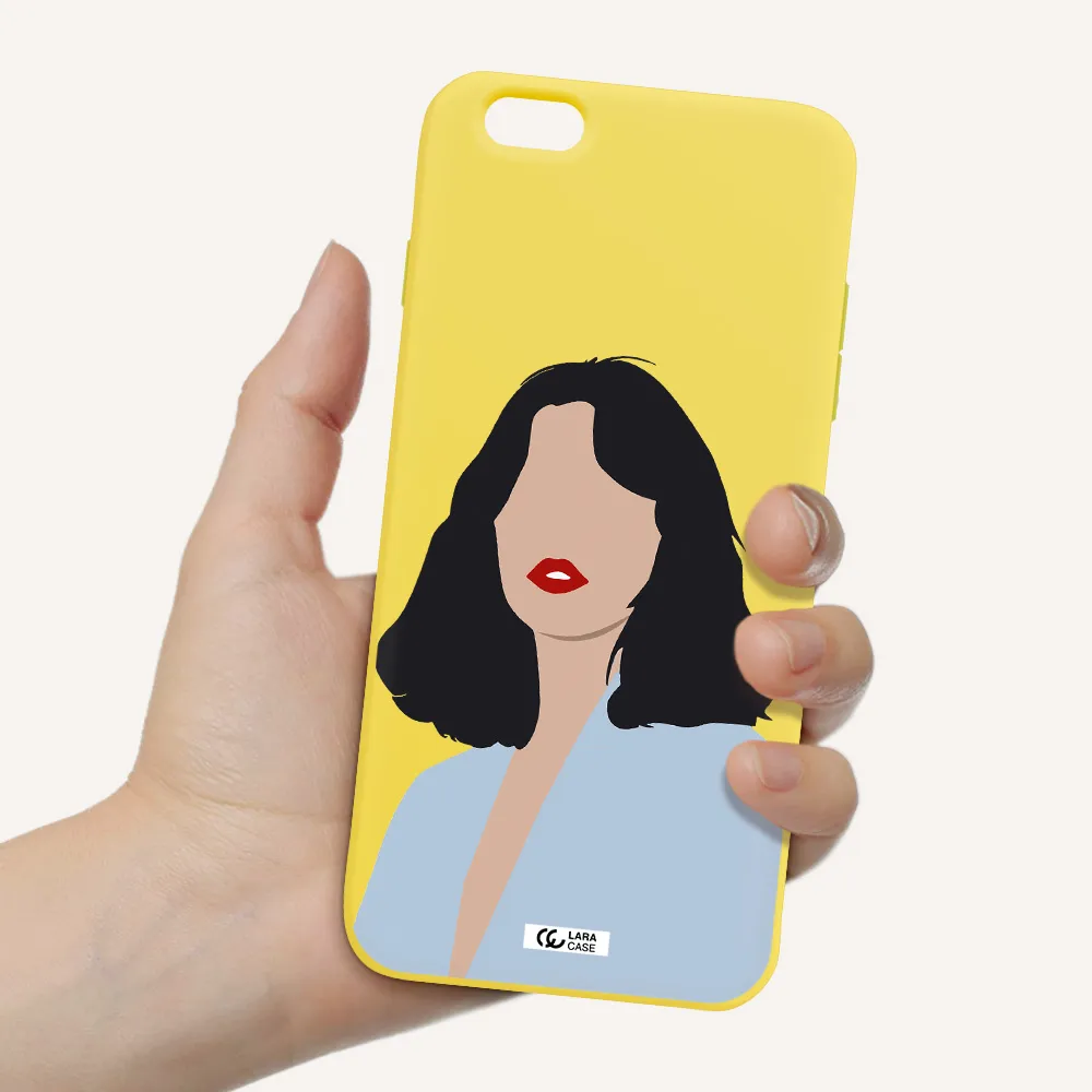 Minimalist Girl Portrait Apple iPhone 6S Silicone canary yellow Case