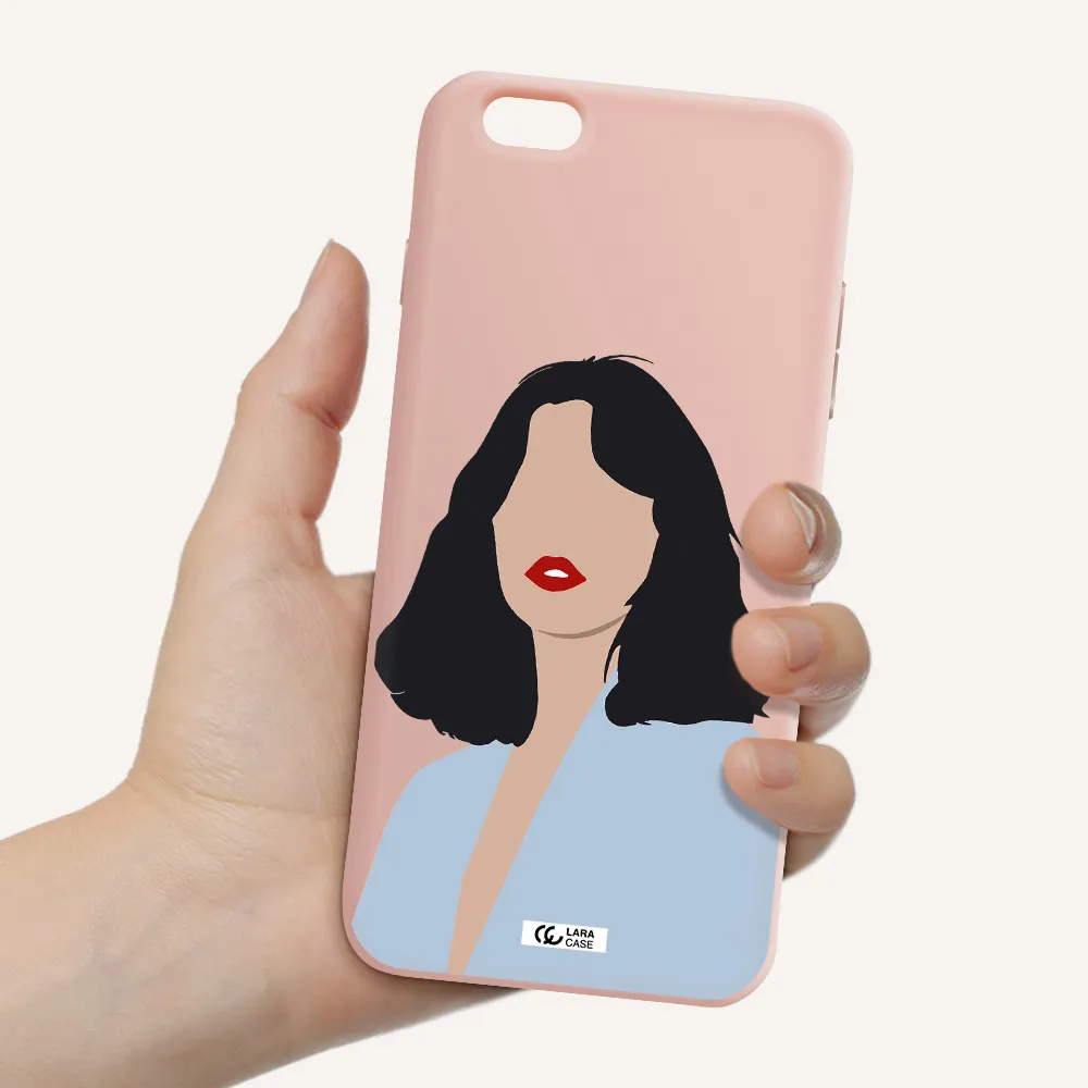 Minimalist Girl Portrait Apple iPhone 6S Silicone pastel pink Case