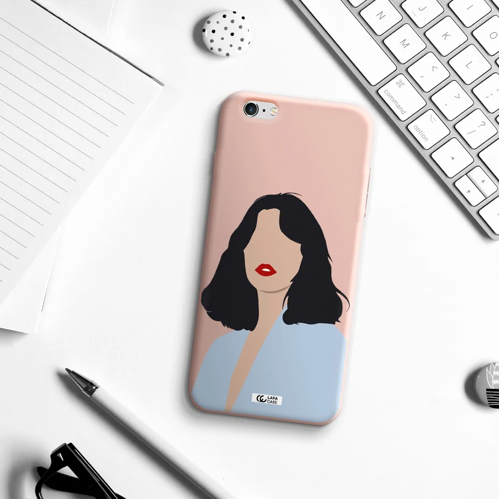 Minimalist Girl Portrait Apple iPhone 6S Silicone pastel pink Case