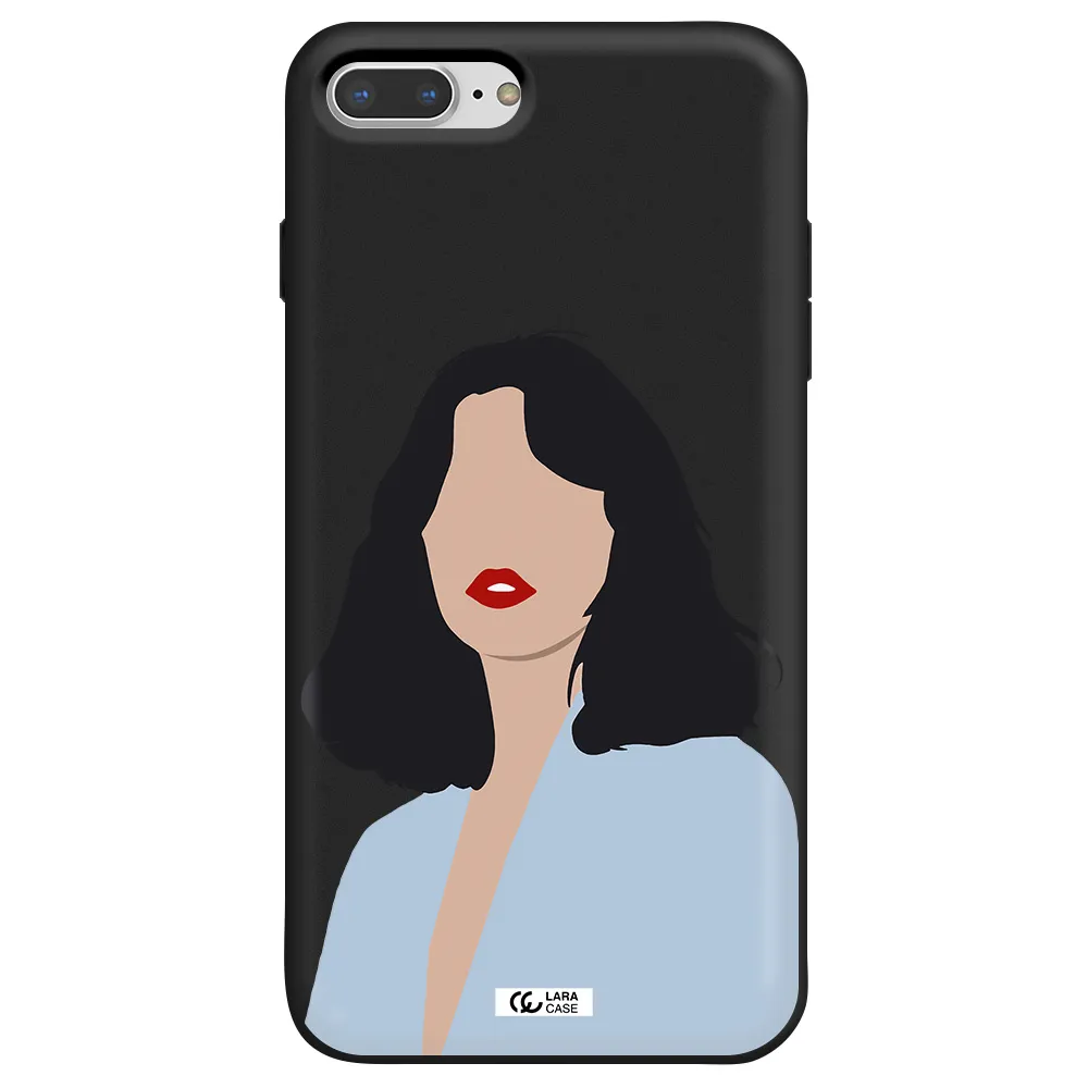 Minimalist Girl Portrait Apple iPhone 7 plus Silicone black Case