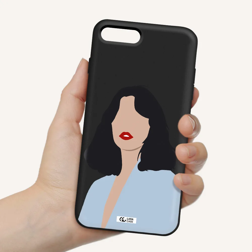 Minimalist Girl Portrait Apple iPhone 7 plus Silicone black Case