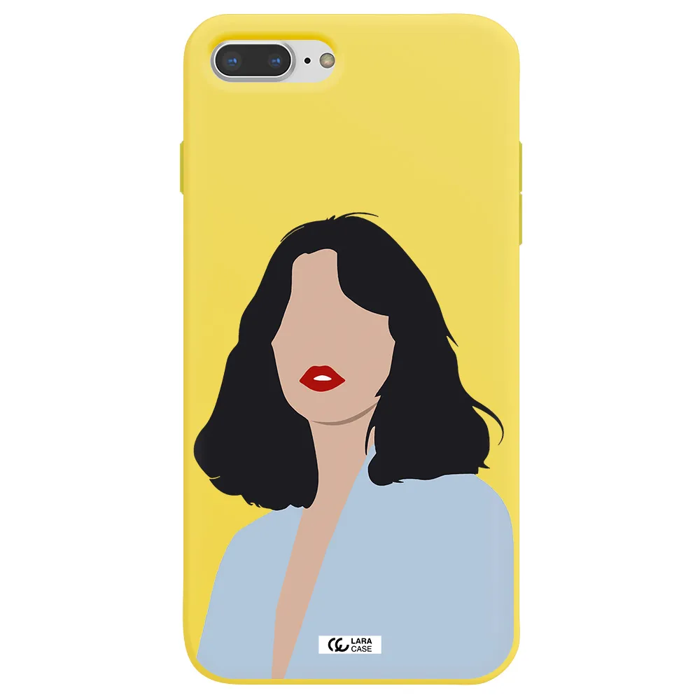 Minimalist Girl Portrait Apple iPhone 7 plus Silicone canary yellow Case