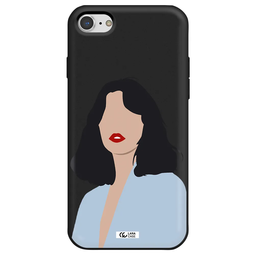 Minimalist Girl Portrait Apple iPhone 7 Silicone black Case