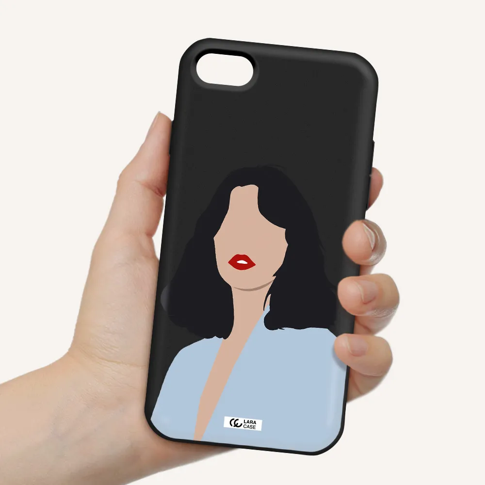 Minimalist Girl Portrait Apple iPhone 7 Silicone black Case