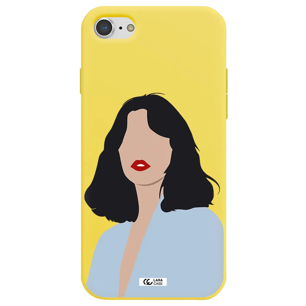 Minimalist Girl Portrait Apple iPhone 7 Silicone canary yellow Case