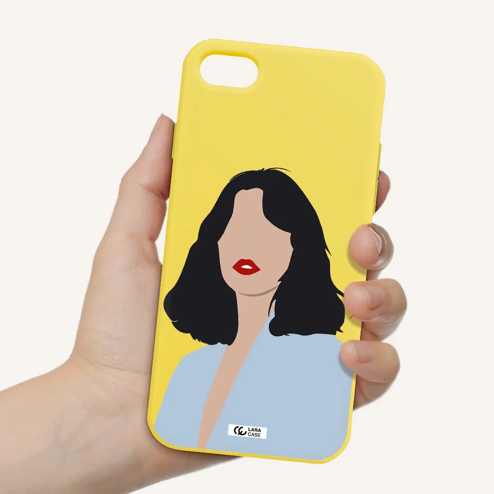 Minimalist Girl Portrait Apple iPhone 7 Silicone canary yellow Case