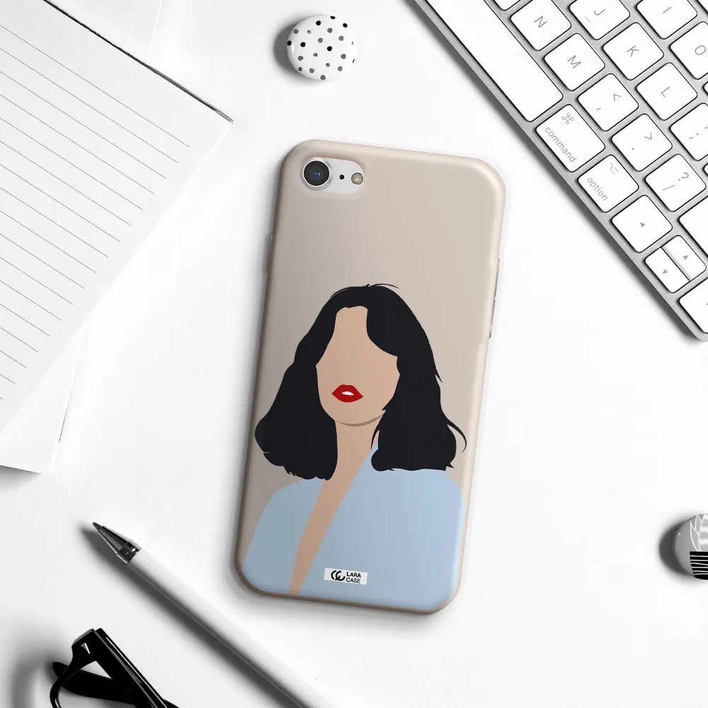 Minimalist Girl Portrait Apple iPhone 7 Silicone Stone Case