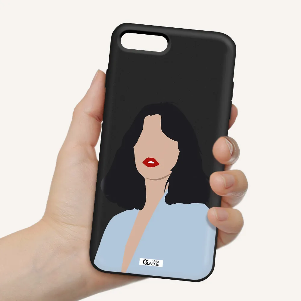 Minimalist Girl Portrait Apple iPhone 8 plus Silicone black Case