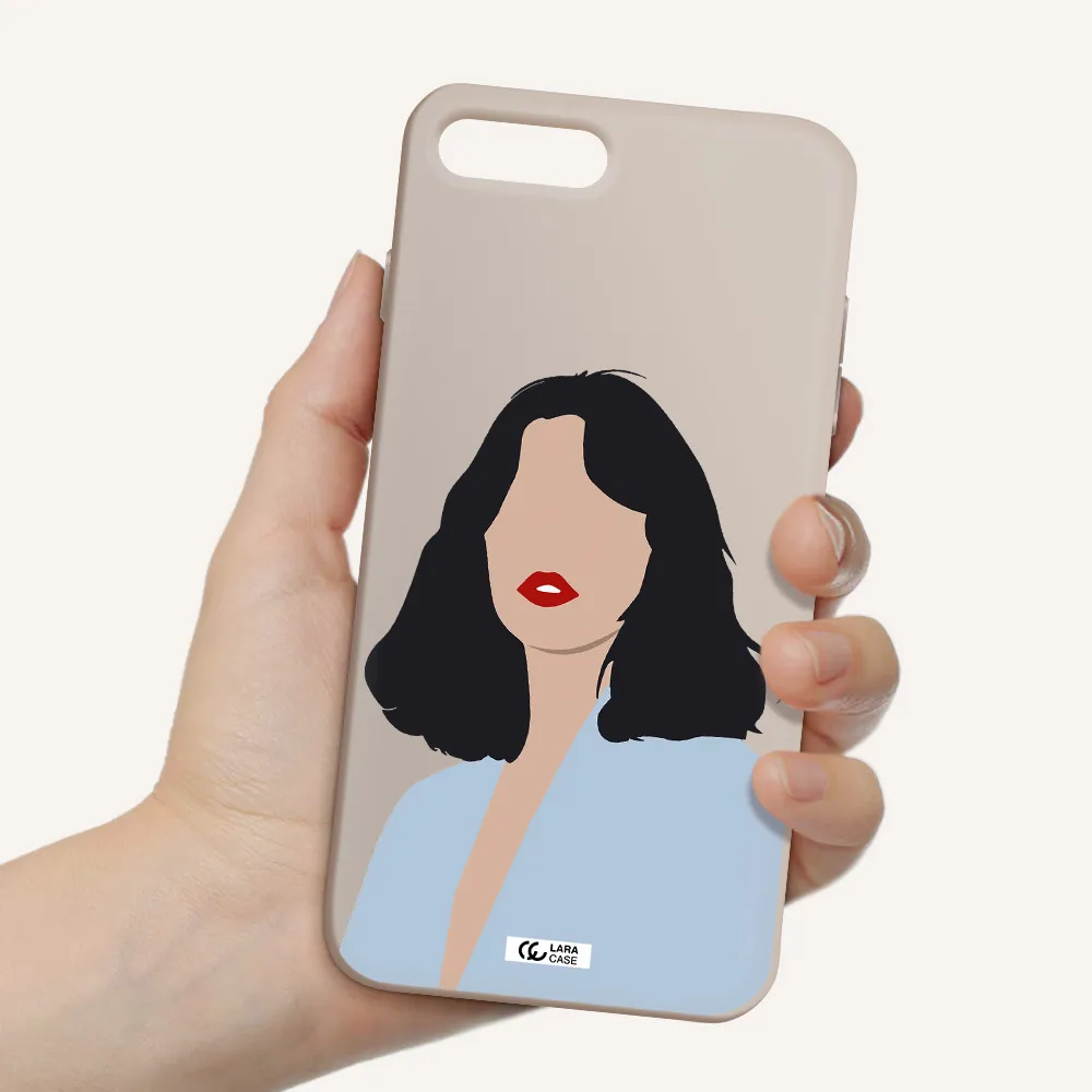 Minimalist Girl Portrait Apple iPhone 8 plus Silicone Stone Case