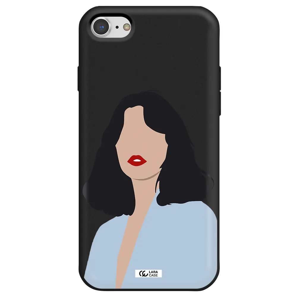 Minimalist Girl Portrait Apple iPhone 8 Silicone black Case