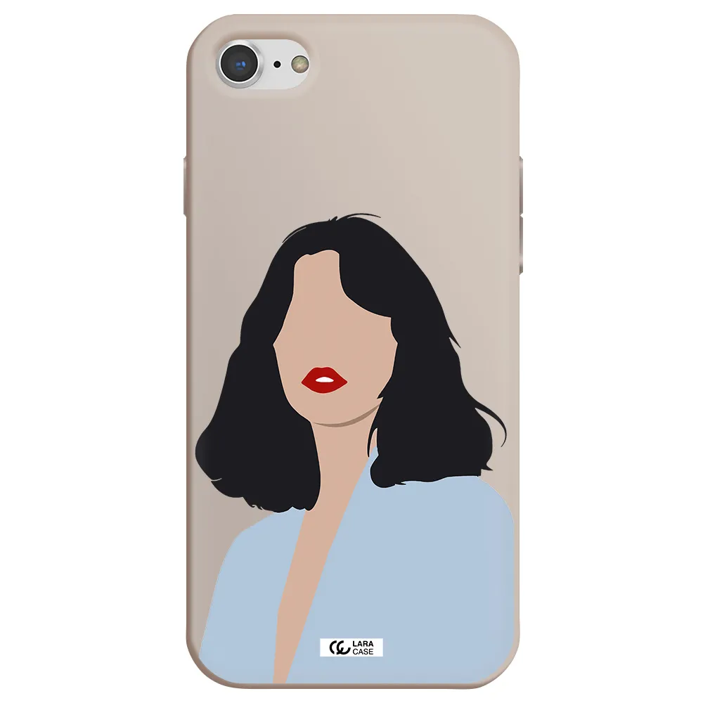 Minimalist Girl Portrait Apple iPhone 8 Silicone Stone Case