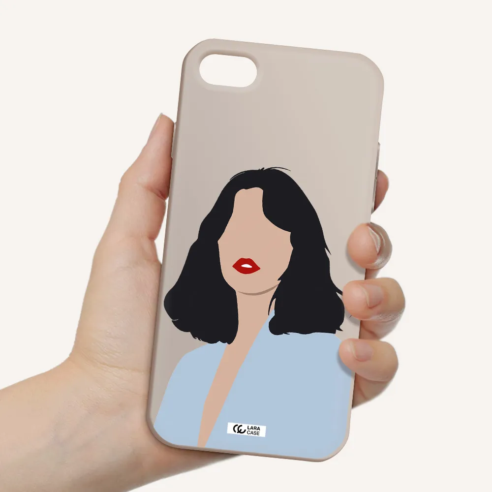 Minimalist Girl Portrait Apple iPhone 8 Silicone Stone Case