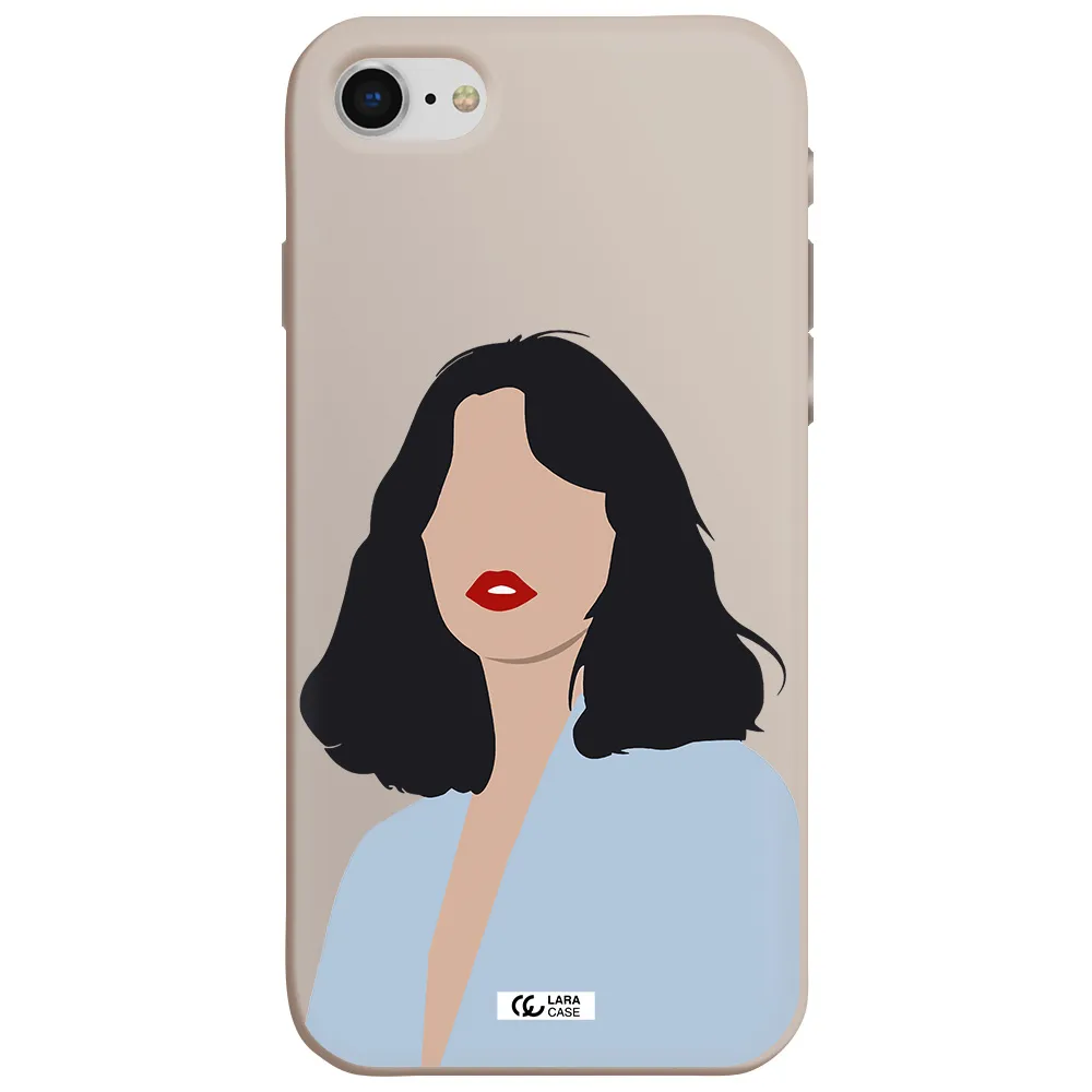 Minimalist Girl Portrait Apple iPhone se 2020 Silicone Stone Case