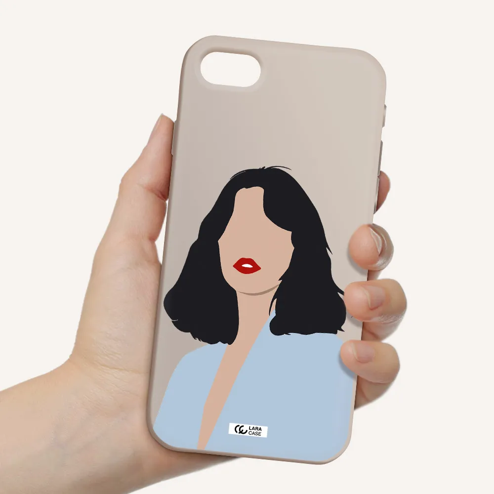Minimalist Girl Portrait Apple iPhone se 2020 Silicone Stone Case