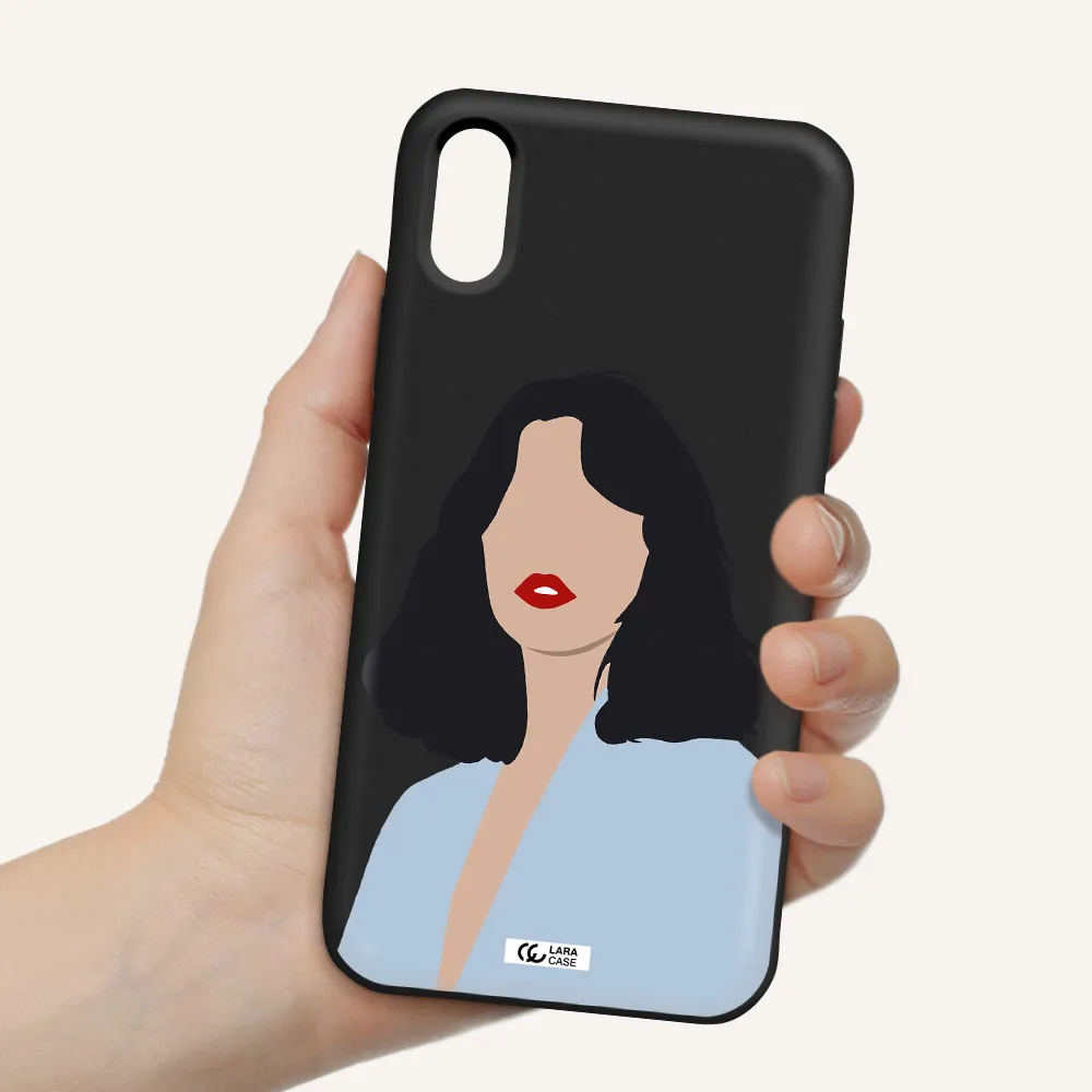 Minimalist Girl Portrait Apple iPhone X Silicone black Case