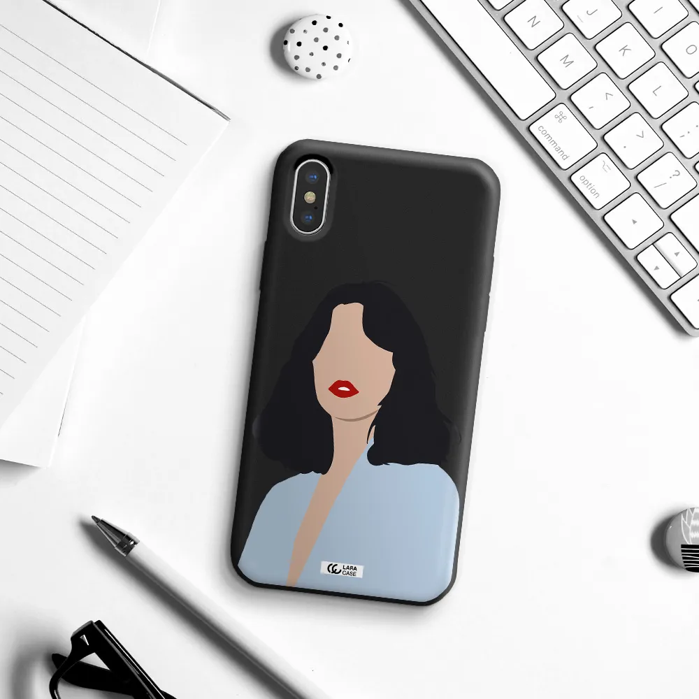 Minimalist Girl Portrait Apple iPhone X Silicone black Case