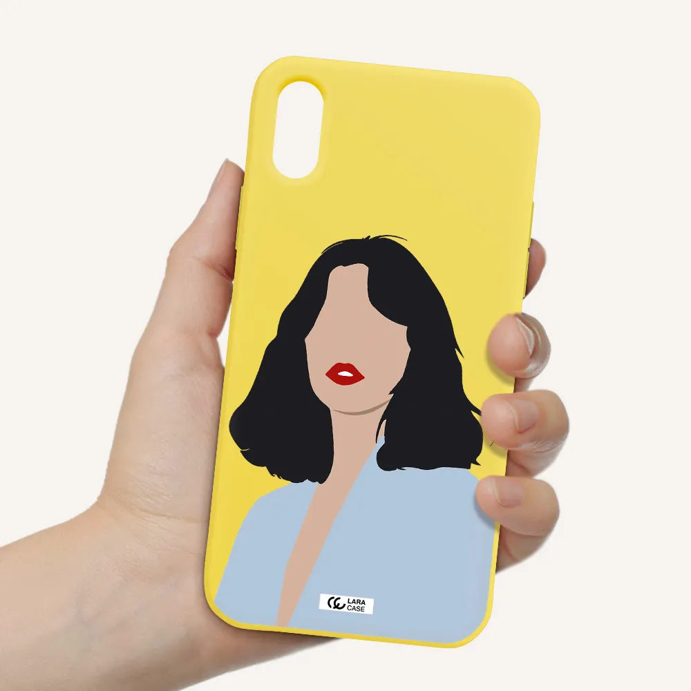 Minimalist Girl Portrait Apple iPhone X Silicone canary yellow Case