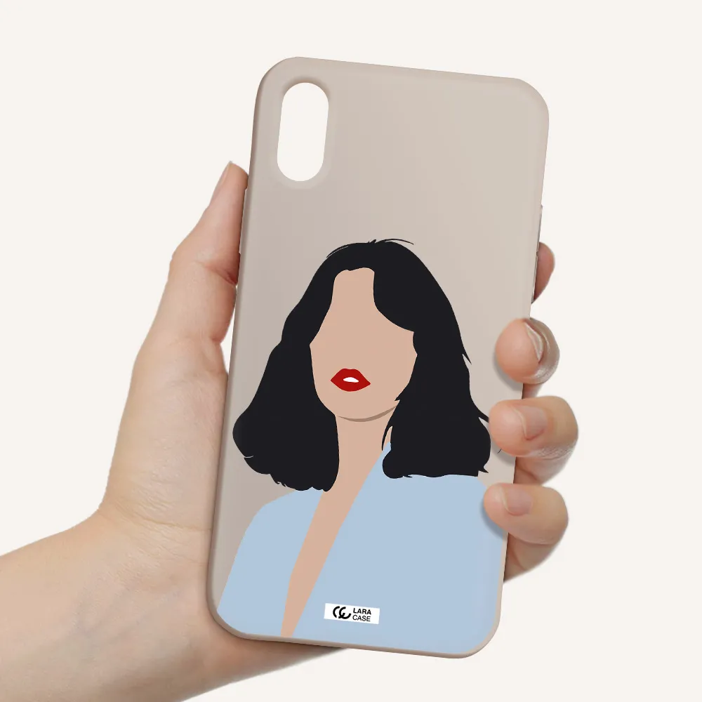 Minimalist Girl Portrait Apple iPhone X Silicone Stone Case