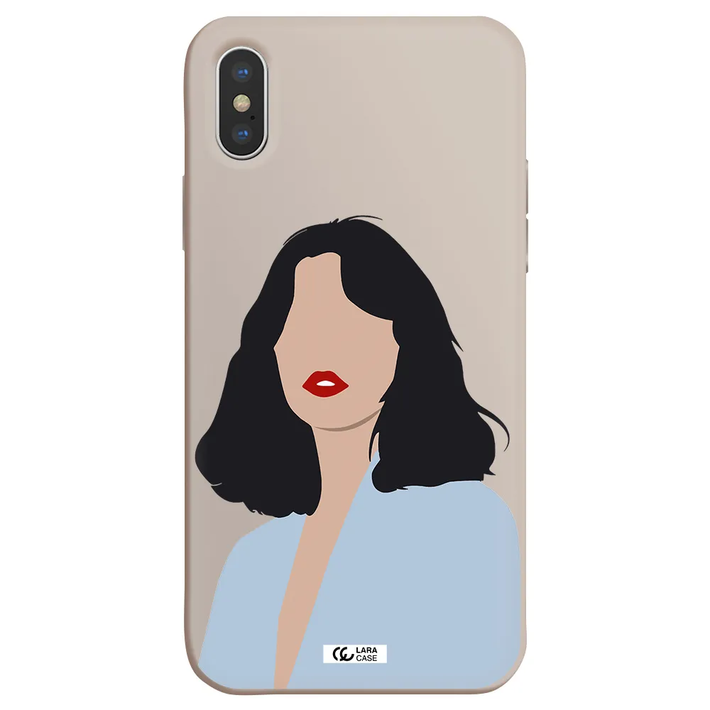 Minimalist Girl Portrait Apple iPhone XS Silicone Stone Case