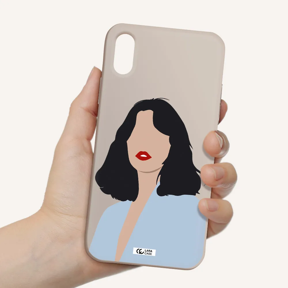 Minimalist Girl Portrait Apple iPhone XS Silicone Stone Case
