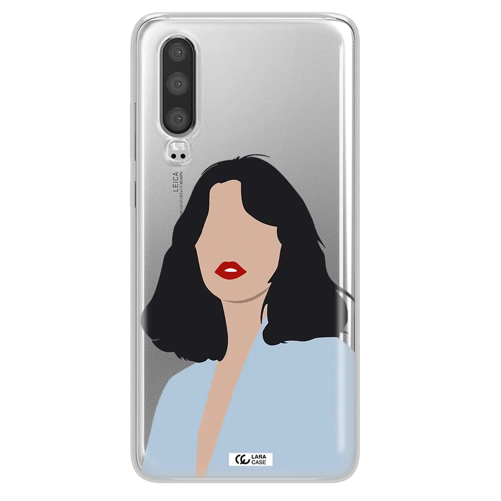 Minimalist Girl Portrait Huawei P30 Clear TPU Case