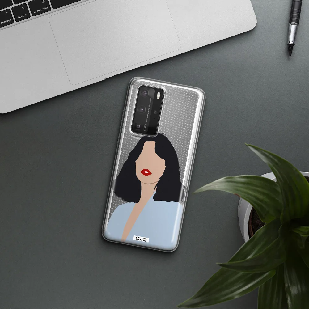 Minimalist Girl Portrait Huawei P40 Pro Clear TPU Case