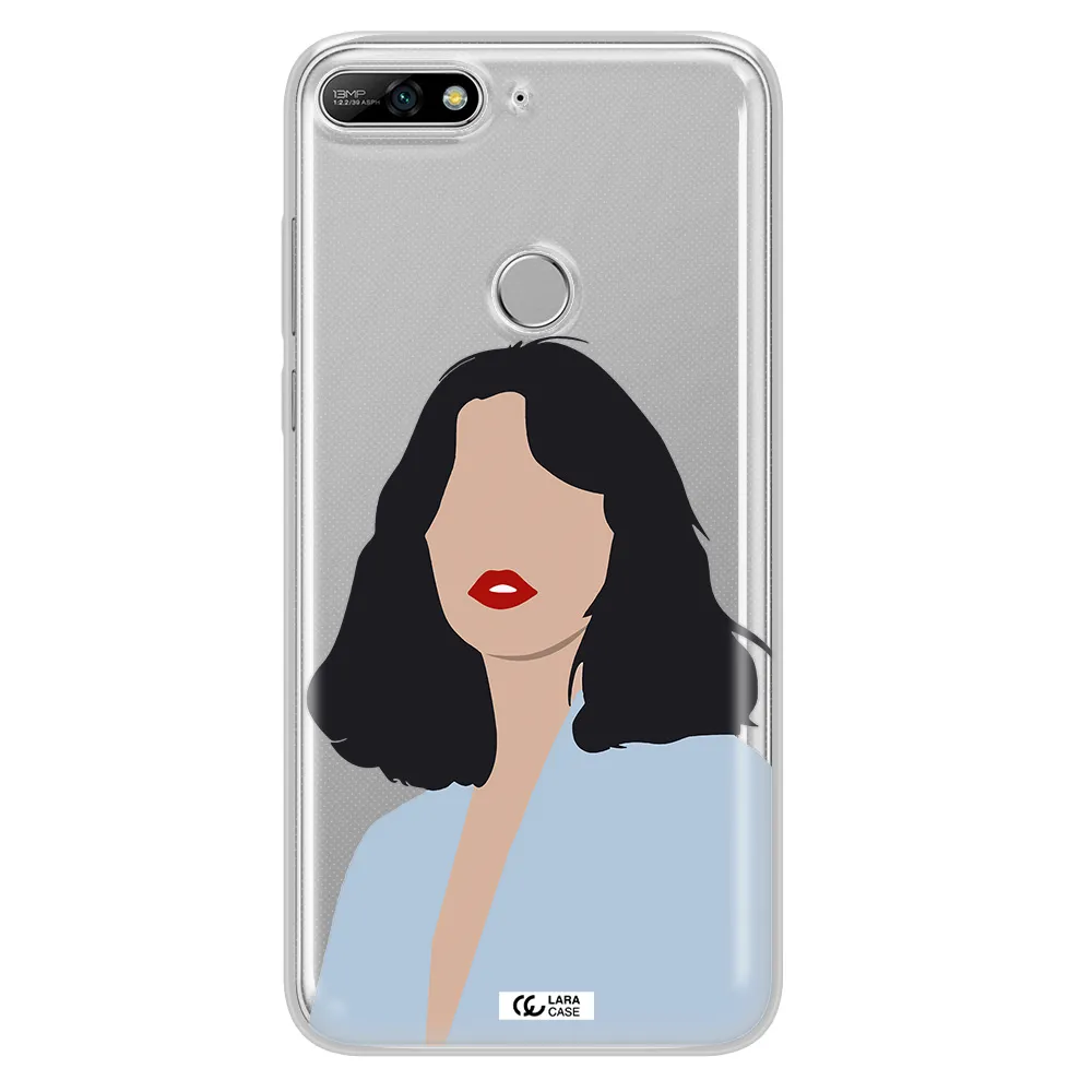 Minimalist Girl Portrait Huawei Y7 2018 Clear TPU Case