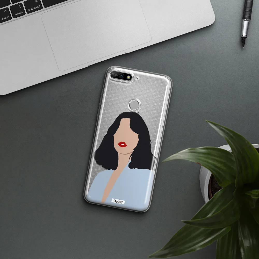Minimalist Girl Portrait Huawei Y7 2018 Clear TPU Case