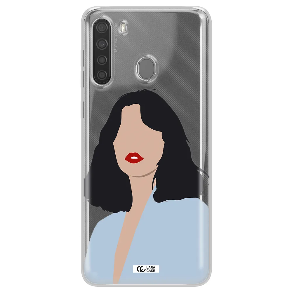Minimalist Girl Portrait Samsung A21 Clear TPU Case