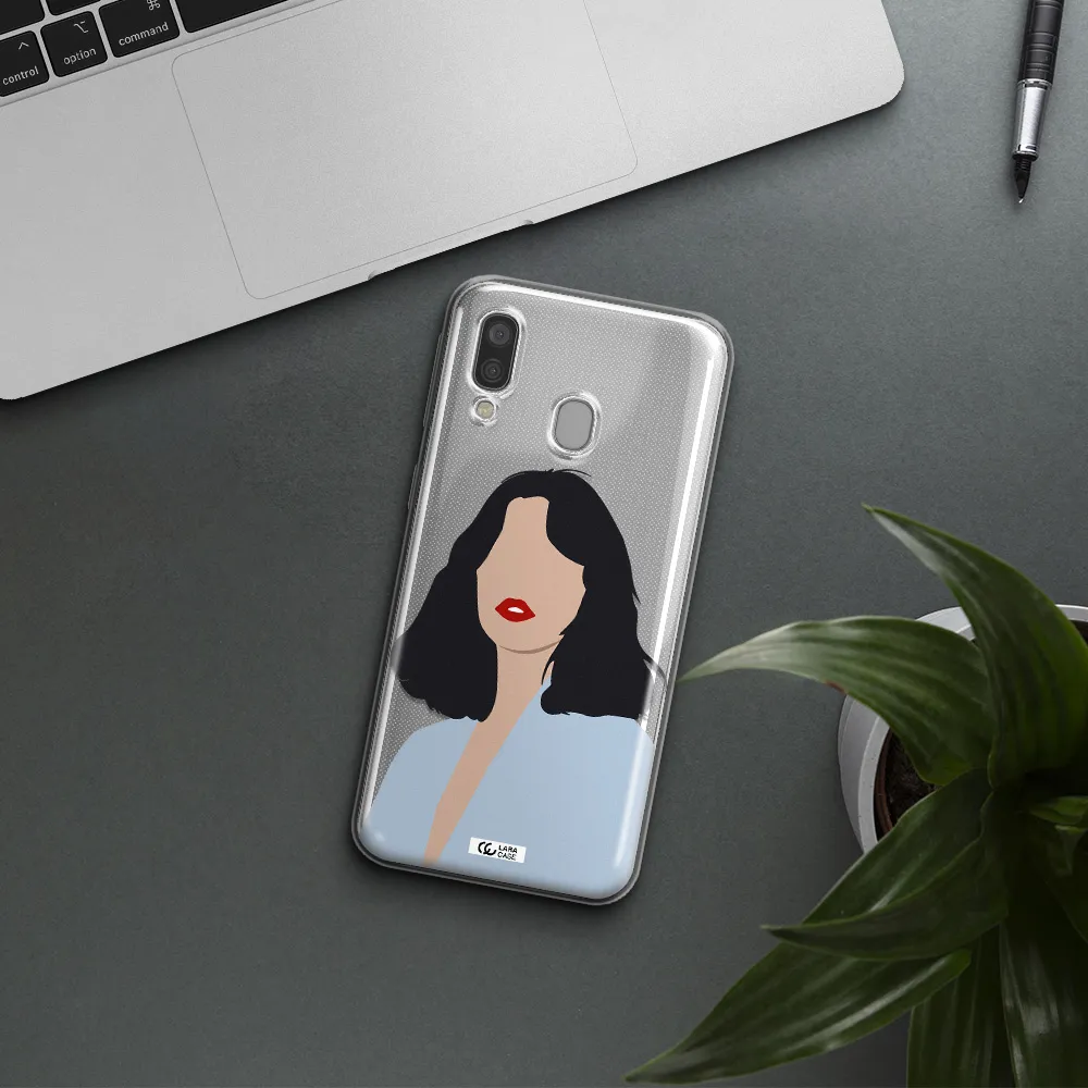 Minimalist Girl Portrait Samsung A40 Clear TPU Case