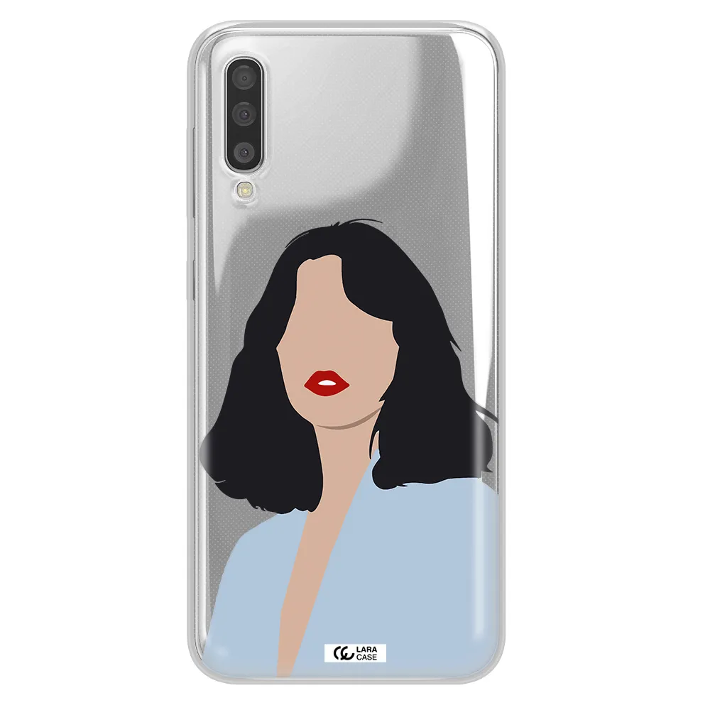 Minimalist Girl Portrait Samsung A50 Clear TPU Case